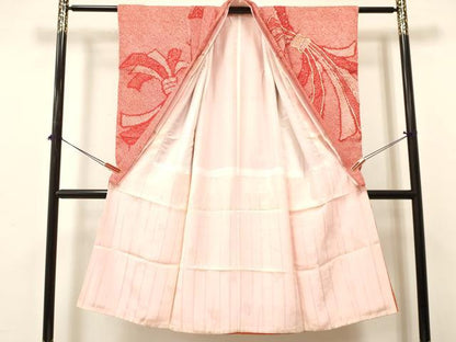 平和屋着物[]七五三　女の子　７歳　祝着　四つ身　駒刺繍　絞り　束ね熨斗松文　逸品　DABA3642ma