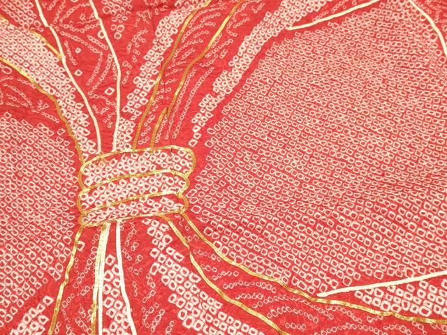 平和屋着物[]七五三　女の子　７歳　祝着　四つ身　駒刺繍　絞り　束ね熨斗松文　逸品　DABA3642ma
