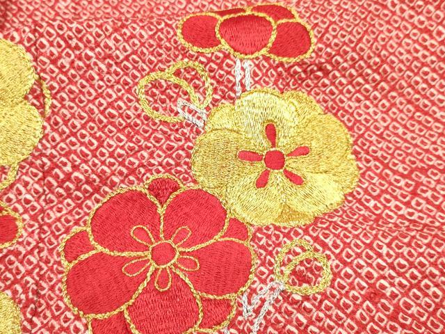 平和屋着物[]七五三　女の子　７歳　祝着　四つ身　刺繍　絞り　枝梅文　金銀彩　逸品　DABA3645ma