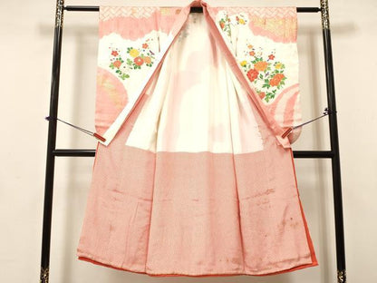 平和屋着物[]七五三　女の子　７歳　祝着　四つ身　駒刺繍　絞り　草花文　金銀彩　逸品　DABA3649ma