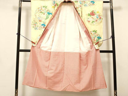 平和屋着物[]七五三　女の子　７歳　祝着　四つ身　花丸文　金銀彩　逸品　DABA3651ma