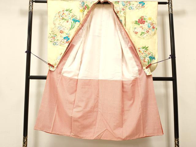 平和屋着物[]七五三　女の子　７歳　祝着　四つ身　花丸文　金銀彩　逸品　DABA3651ma