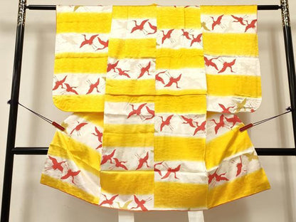平和屋着物[]七五三　女の子　７歳　祝着　四つ身　飛鶴横段文　暈し染め　逸品　DABA3652ma