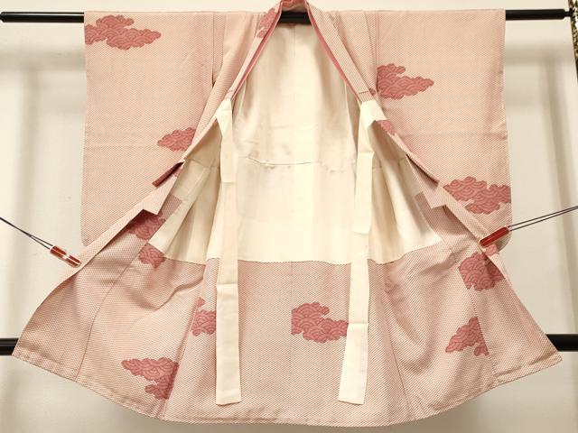 平和屋着物[]七五三　女の子　３歳　祝着　三つ身　雲取り青海波　逸品　DABA3656ma