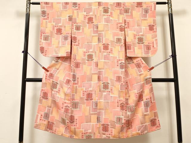 平和屋着物[]七五三　女の子　７歳　祝着　四つ身　地紋起こし　遠州椿　逸品　DABA3658ma