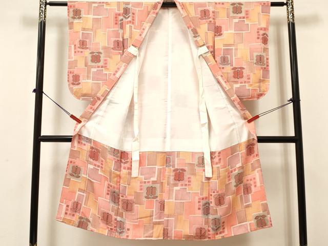 平和屋着物[]七五三　女の子　７歳　祝着　四つ身　地紋起こし　遠州椿　逸品　DABA3658ma