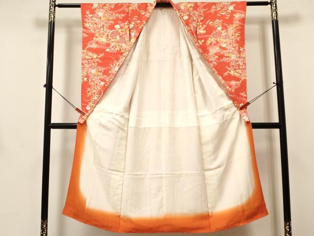 平和屋着物[]七五三　女の子　７歳　祝着　四つ身　草花文　逸品　未使用　DABA3659ma