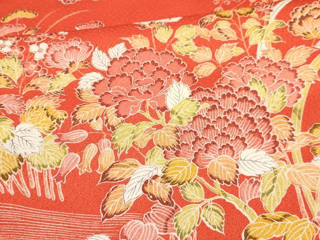 平和屋着物[]七五三　女の子　７歳　祝着　四つ身　草花文　逸品　未使用　DABA3659ma