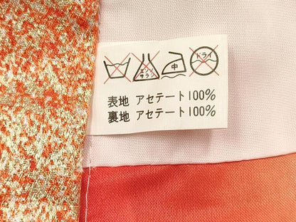 平和屋着物[]七五三　女の子　７歳　祝着　四つ身　飛鶴鞠花文　金銀彩　DABA3661ma