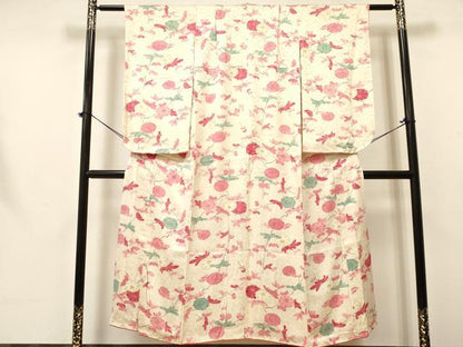 平和屋着物∵女の子　十三参り　子供　枝花文　金彩　逸品　DABA3675ma