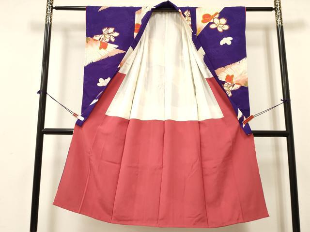 平和屋着物[]七五三　女の子　７歳　祝着　四つ身　舞花文　金彩　逸品　DABA3677ma