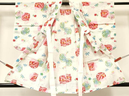 平和屋着物∴夏物 子供 女の子 浴衣 ３歳 鈴花文 綿 DABA3686ma