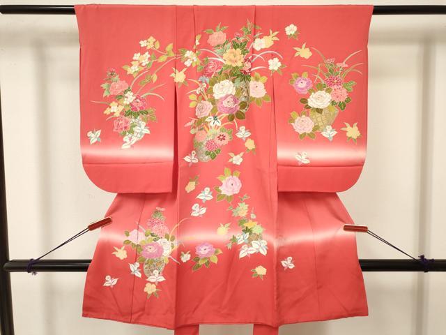 平和屋着物[]七五三　女の子　３歳　祝着　三つ身　花籠文　暈し染め　金銀彩　逸品　DABA3697ma