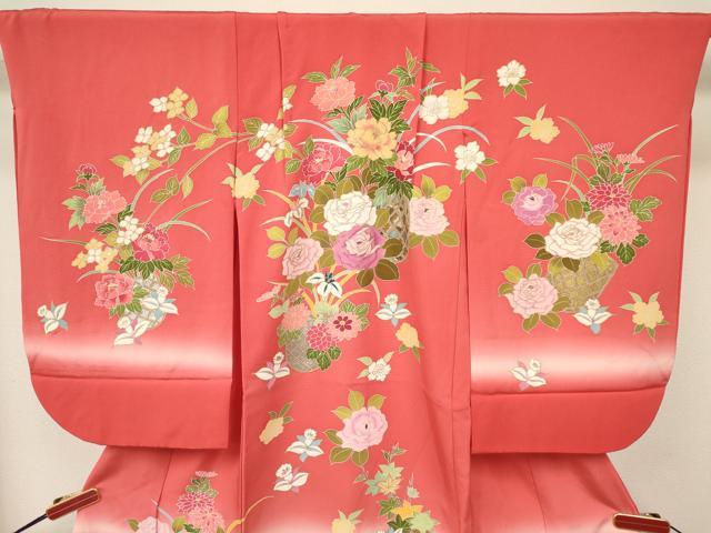 平和屋着物[]七五三　女の子　３歳　祝着　三つ身　花籠文　暈し染め　金銀彩　逸品　DABA3697ma