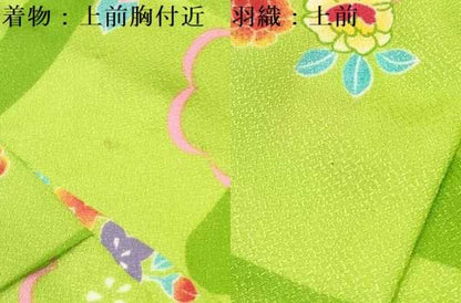 平和屋着物[]七五三　女の子　３歳　祝着　三つ身　羽織セット　鈴　エ霞吉祥花文　洗える着物　DABA3702ma