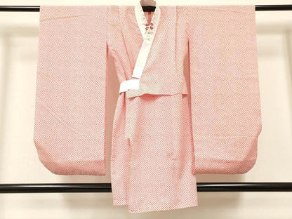 平和屋着物[]七五三　女の子　７歳　祝着　四つ身　襦袢(無双仕立て・半衿刺繍)セット　流水花蝶文　暈し染め　金銀彩　逸品　DABA3703ma
