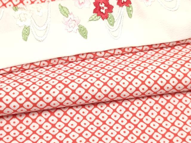 平和屋着物[]七五三　女の子　７歳　祝着　四つ身　襦袢(無双仕立て・半衿刺繍)セット　流水花蝶文　暈し染め　金銀彩　逸品　DABA3703ma