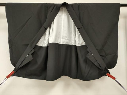 平和屋着物[]七五三　男の子　祝着・羽織セット　鷹　鷲　笹松文　金彩　洗える着物　DABA3705ma
