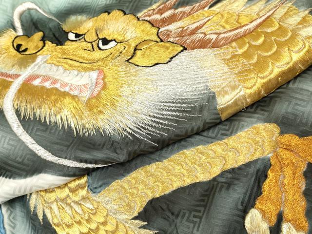 平和屋着物[]お宮参り　男の子　祝着　産着　初着　のしめ　龍　雲海　暈し染め　金彩　逸品　DABA3716ma