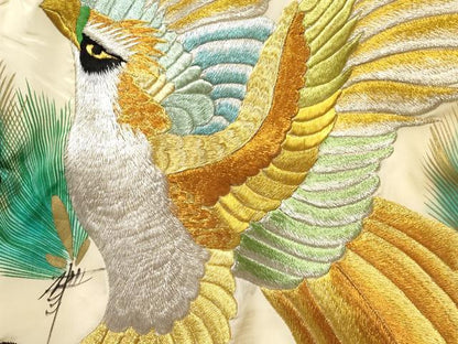 平和屋着物[]お宮参り　男の子　祝着　産着　初着　のしめ　刺繍　鷹　鷲　松文　金彩　逸品　DABA3717ma