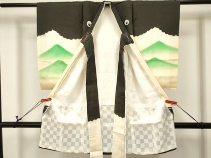平和屋着物[]お宮参り　男の子　祝着　産着　初着　のしめ　刺繍　鷹　鷲　松文　金彩　逸品　DABA3717ma