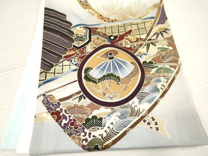 平和屋着物[]お宮参り　男の子　祝着　産着　初着　のしめ　鷹　鷲　打ち出の小槌　吉祥文　暈し染め　金彩　逸品　DABA3728ma