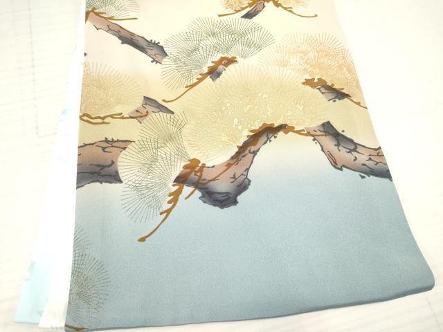 平和屋着物[]お宮参り　男の子　祝着　産着　初着　のしめ　駒刺繍　鷹　鷲　松文　暈し染め　金彩　逸品　DABA3729ma