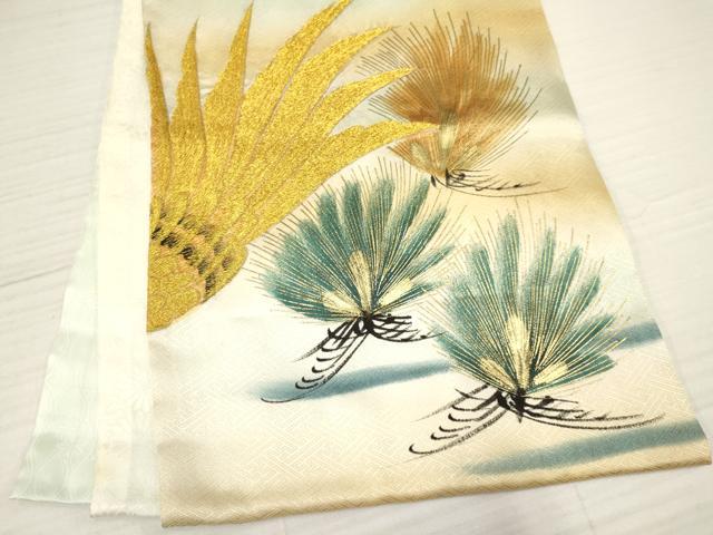 平和屋着物[]お宮参り　男の子　祝着　産着　初着　のしめ　刺繍　鷹　鷲　松文　暈し染め　金彩　逸品　DABA3733ma