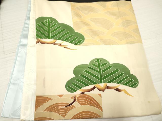 平和屋着物[]お宮参り　男の子　祝着　産着　初着　のしめ　駒刺繍　歌舞伎　松文　金彩　逸品　DABA3736ma