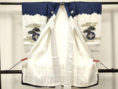 平和屋着物[]お宮参り　男の子　祝着　産着　初着　のしめ　鷹　鷲　束ね熨斗吉祥文　金彩　逸品　DABA3737ma
