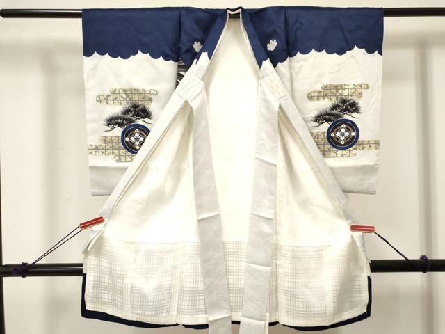 平和屋着物[]お宮参り　男の子　祝着　産着　初着　のしめ　鷹　鷲　束ね熨斗吉祥文　金彩　逸品　DABA3737ma
