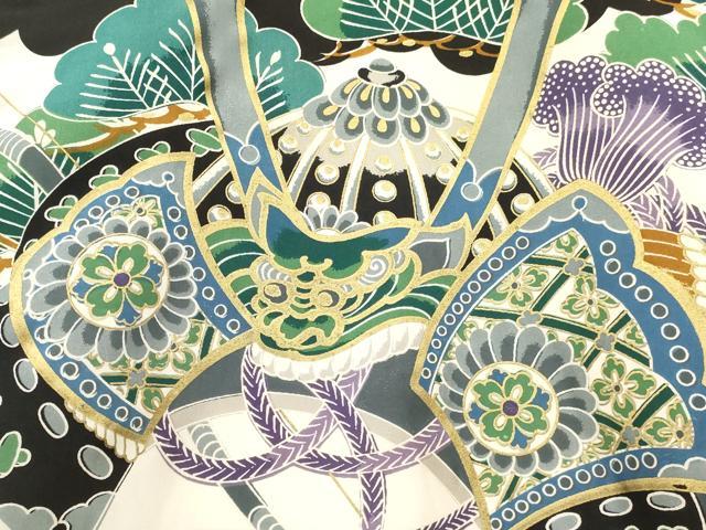 平和屋着物[]お宮参り　男の子　祝着　産着　初着　のしめ　獅子　兜　松文　金彩　逸品　DABA3738ma