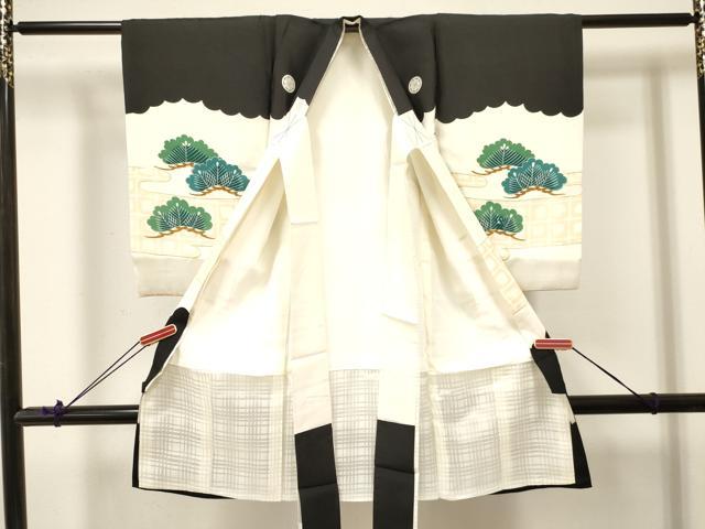 平和屋着物[]お宮参り　男の子　祝着　産着　初着　のしめ　獅子　兜　松文　金彩　逸品　DABA3738ma