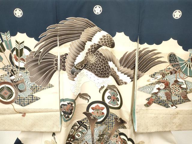 平和屋着物[]お宮参り　男の子　祝着　産着　初着　のしめ　鷹　鷲　龍　兜　金彩　逸品　DABA3741ma