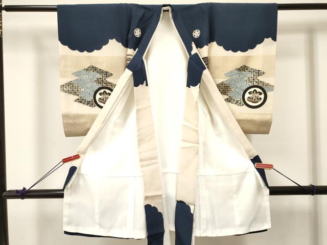 平和屋着物[]お宮参り　男の子　祝着　産着　初着　のしめ　鷹　鷲　龍　兜　金彩　逸品　DABA3741ma