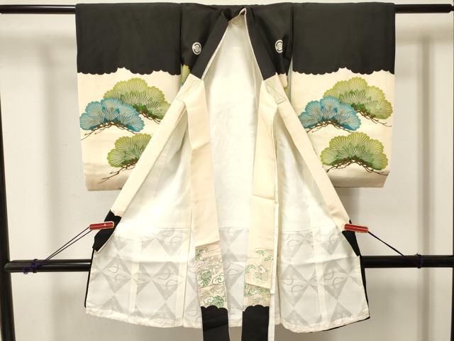 平和屋着物[]お宮参り　男の子　祝着　産着　初着　のしめ　刺繍　鷹　鷲　龍魚　松文　金彩　逸品　DABA3743ma