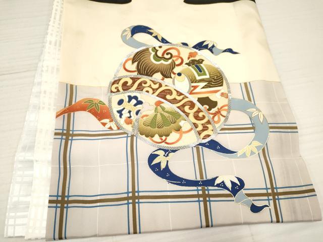 平和屋着物[]お宮参り　男の子　祝着　産着　初着　のしめ　駒刺繍　唐獅子　鈴花文　金彩　逸品　DABA3745ma