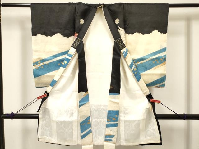 平和屋着物[]お宮参り　男の子　祝着　産着　初着　のしめ　刺繍　鷹　鷲　松文　金銀彩　逸品　DABA3747ma