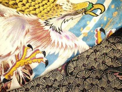 平和屋着物[]お宮参り　男の子　祝着　産着　初着　のしめ　刺繍　鷹　鷲　松文　金銀彩　逸品　DABA3747ma