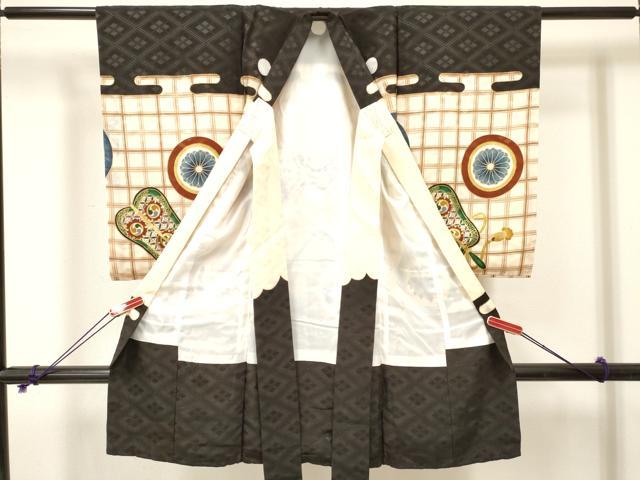 平和屋着物[]お宮参り　男の子　祝着　産着　初着　のしめ　刺繍　龍　兜　飛鶴吉祥丸文　金彩　DABA3750ma