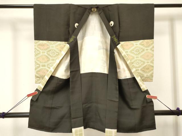 平和屋着物[]お宮参り　男の子　祝着　産着　初着　のしめ　翁　扇面花文箱　金彩　逸品　DABA3758ma