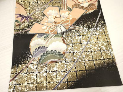 平和屋着物[]お宮参り　男の子　祝着　産着　初着　のしめ　鷹　鷲　梅松文　暈し染め　金銀彩　逸品　DABA3761ma