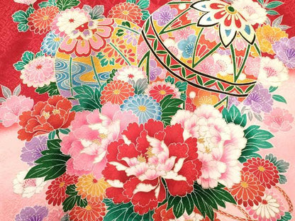 平和屋着物[]お宮参り　女の子　祝着　産着　初着　のしめ　鞠　花車文　暈し染め　金彩　逸品　DABA3765ma