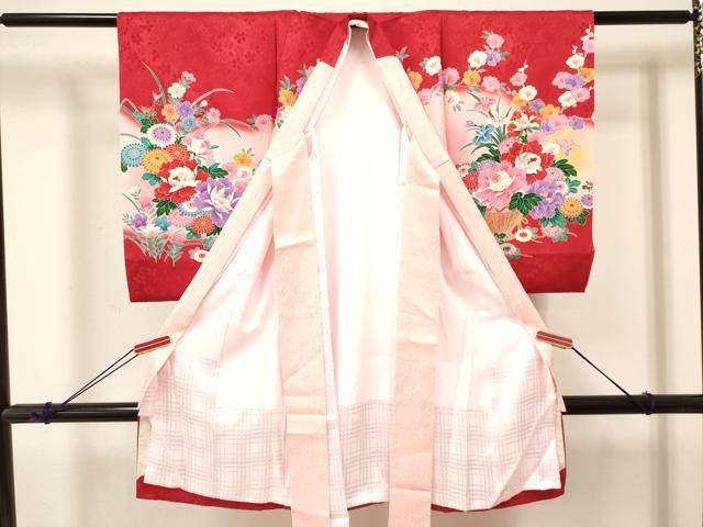 平和屋着物[]お宮参り　女の子　祝着　産着　初着　のしめ　鞠　花車文　暈し染め　金彩　逸品　DABA3765ma