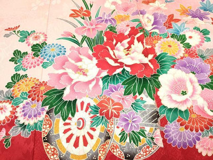 平和屋着物[]お宮参り　女の子　祝着　産着　初着　のしめ　鞠　花車文　暈し染め　金彩　逸品　DABA3765ma