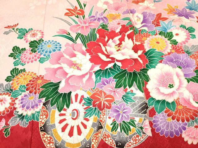 平和屋着物[]お宮参り　女の子　祝着　産着　初着　のしめ　鞠　花車文　暈し染め　金彩　逸品　DABA3765ma