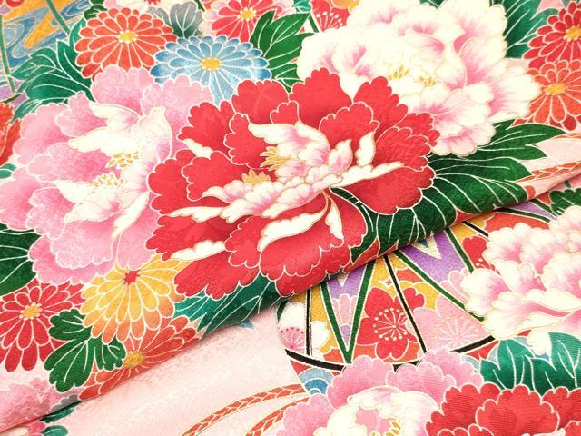 平和屋着物[]お宮参り　女の子　祝着　産着　初着　のしめ　鞠　花車文　暈し染め　金彩　逸品　DABA3765ma