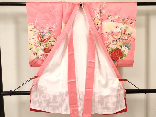 平和屋着物[]お宮参り　女の子　祝着　産着　初着　のしめ　檜扇雪輪花蝶文　暈し染め　金彩　逸品　DABA3766ma
