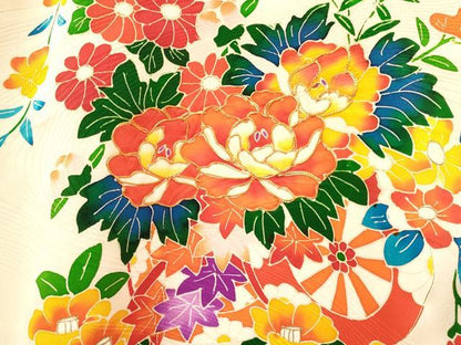 平和屋着物[]お宮参り　女の子　祝着　産着　初着　のしめ　駒刺繍　絞り　花車文　金彩　逸品　DABA3767ma