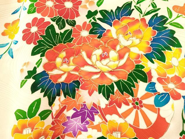 平和屋着物[]お宮参り　女の子　祝着　産着　初着　のしめ　駒刺繍　絞り　花車文　金彩　逸品　DABA3767ma